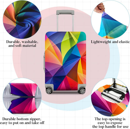 Colorful Geometric Luggage Cover, Abstract Suitcase Protector