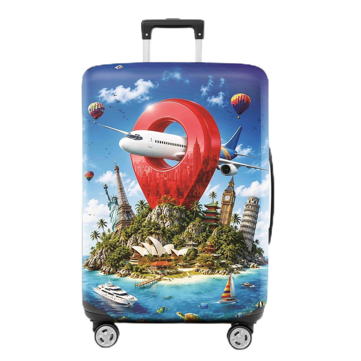Colorful Geometric Luggage Cover, Abstract Suitcase Protector