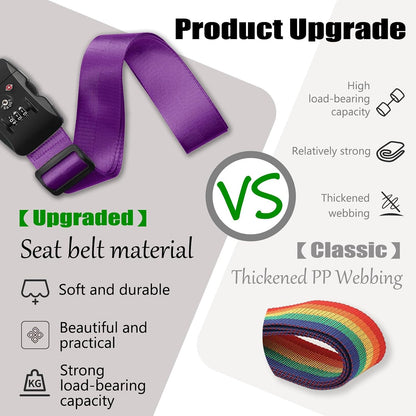 Luggage Straps TSA Approved with Lock,Suitcase Straps with Tags Purple1Pack