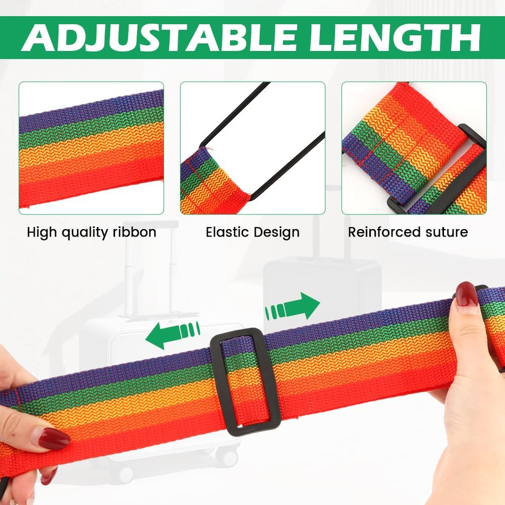 7 Pack Multi Use Adjustable Luggage Connector Straps, Strong Sturdy Elastic Durable Straps,Waterproof Hands-Free Travel Essential for Multiple Suitcases, Secure Stacking, Add-a-Bag