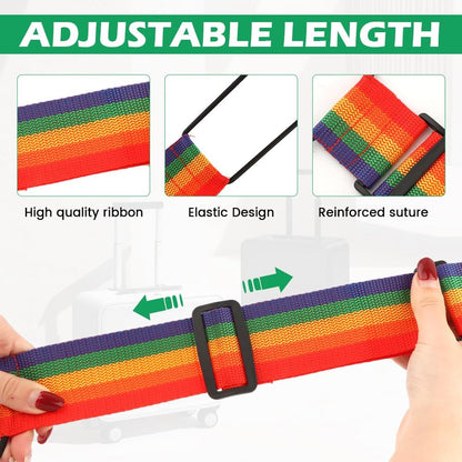 7 Pack Multi Use Adjustable Luggage Connector Straps, Strong Sturdy Elastic Durable Straps,Waterproof Hands-Free Travel Essential for Multiple Suitcases, Secure Stacking, Add-a-Bag