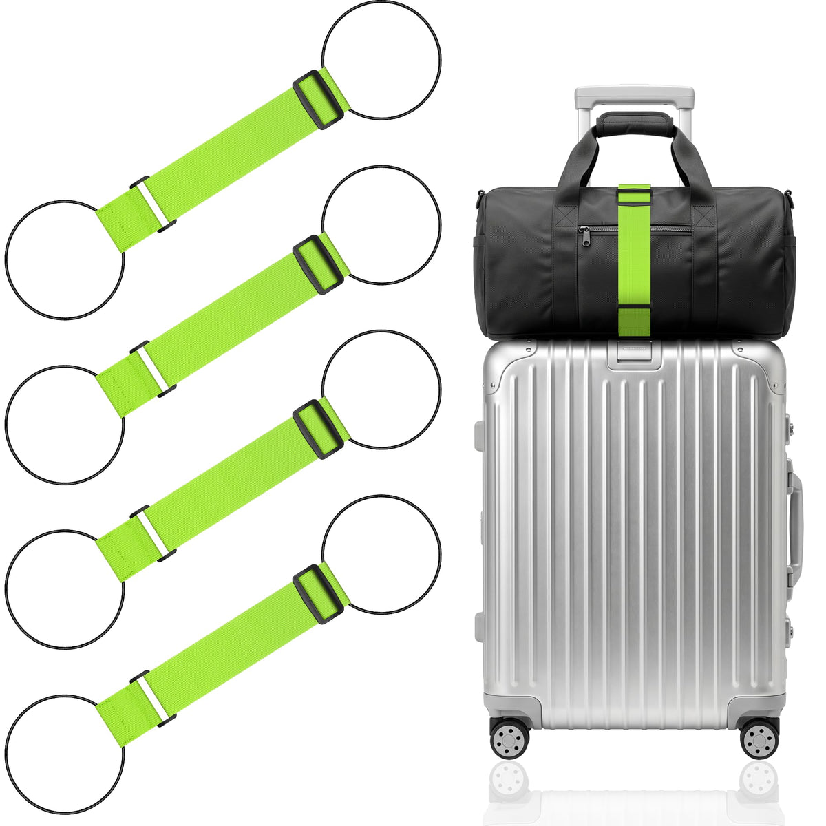 Mayski 4 Pack Adjustable Elastic Luggage Connector Straps for Suitcases