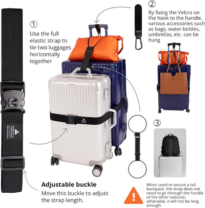 Adjustable Luggage Straps for Suitcases 3 PCS, Heavy Duty Lockable Buckle