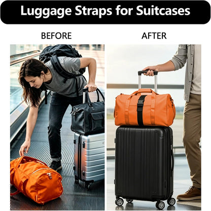 ZHEXI Luggage Straps for Suitcases, Connect Two Packages for Travel（Black）