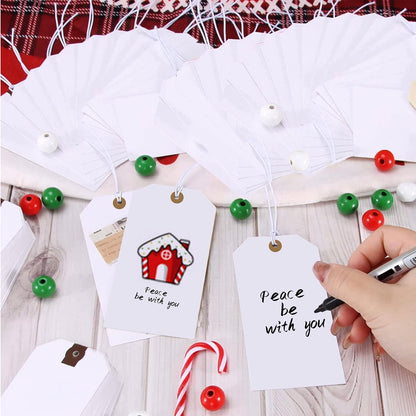 White Tags with String Attached,200 Pcs Large Marking Tags Paper