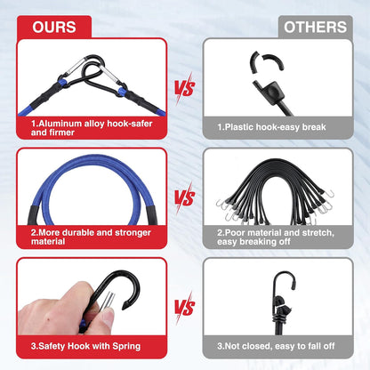 WORKPRO 24" Bungee Cords with Hooks, 4 Pack Heavy Duty Outdoor Bungee Strap