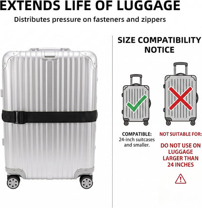 Multi Use Luggage Connector Straps for Suitcases - Adjustable Travel Belt with Secure Buckle to Hold Backpacks Totes and Duffle Bags - Anti Burst Baggage Protection for Rolling Suitcases(2 Pack)