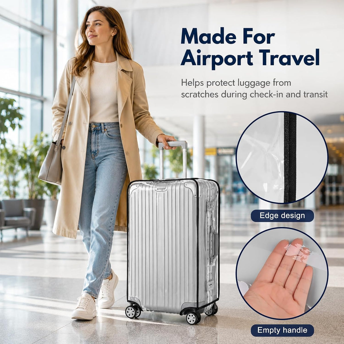 Thicken Clear Luggage Cover Protector, 3 Pieces, 20" 24" 28"