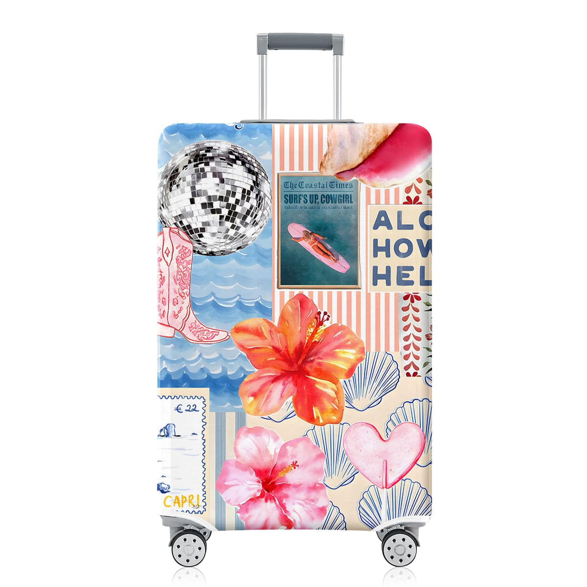 Fashion Accessory Travel Luggage Cover Fashion Girl Perfume and Lipstick and Heels Travel Suitcase Cover Anti-scratch Suitcase cover Fits 18-20 Inch