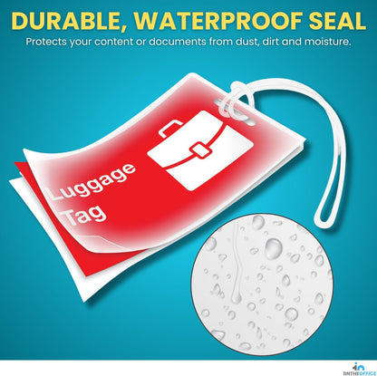 1InTheOffice Laminating Luggage Tags with Loops, Laminating Pouches 5 Mil, Luggage Tag Pouches, 2 1/2" x 4 1/4", 50 Pack