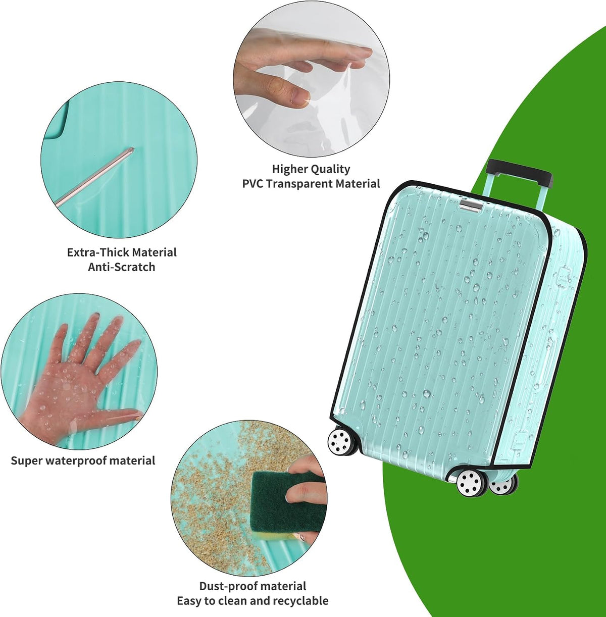 Clear Luggage Cover For Suitcase, PVC Waterproof Suitcase Cover Protector