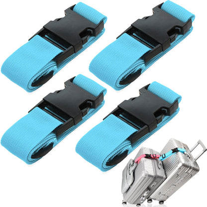 Luggage Straps for Suitcases, Travel Belt Multiple Connector, 2 Pack Black
