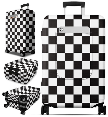 Slohif Classic Green Checkered Luggage Cover with Storage Pocket 28-30 inch