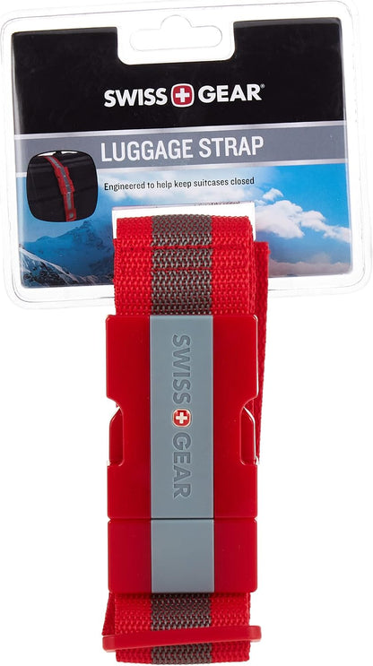 SwissGear Adjustable Luggage Strap with Snap-Lock Buckle - Fits Bags up to 72-Inches, One Size, Red