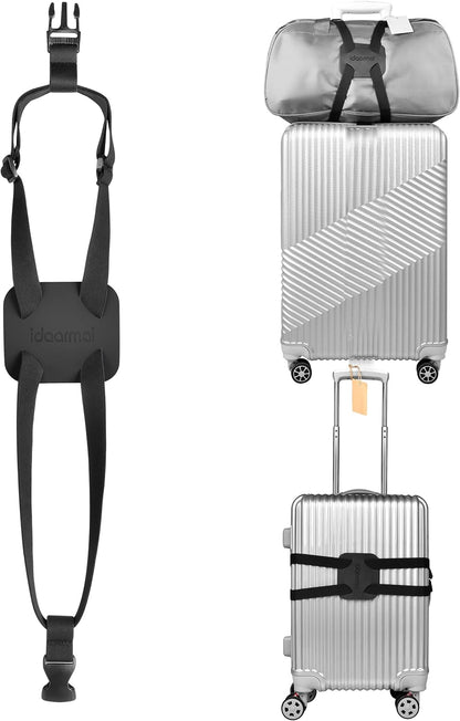 Luggage Straps Bag Bungee， Luggage Straps Suitcase Adjustable Belt，Add a Bag Easy to Travel Suitcase Elastic Strap Belt – (Black)