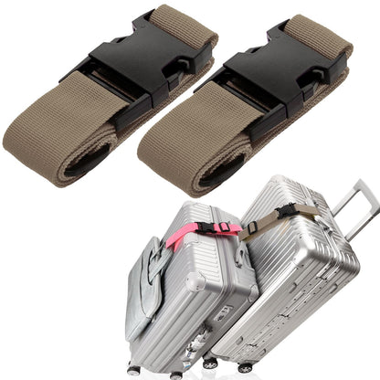 Luggage Straps for Suitcases, Travel Belt Multiple Connector, 2 Pack Black
