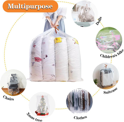 4 Pack Extra Large Clear Plastic Bags, 40" x 60" Large Storage Bags