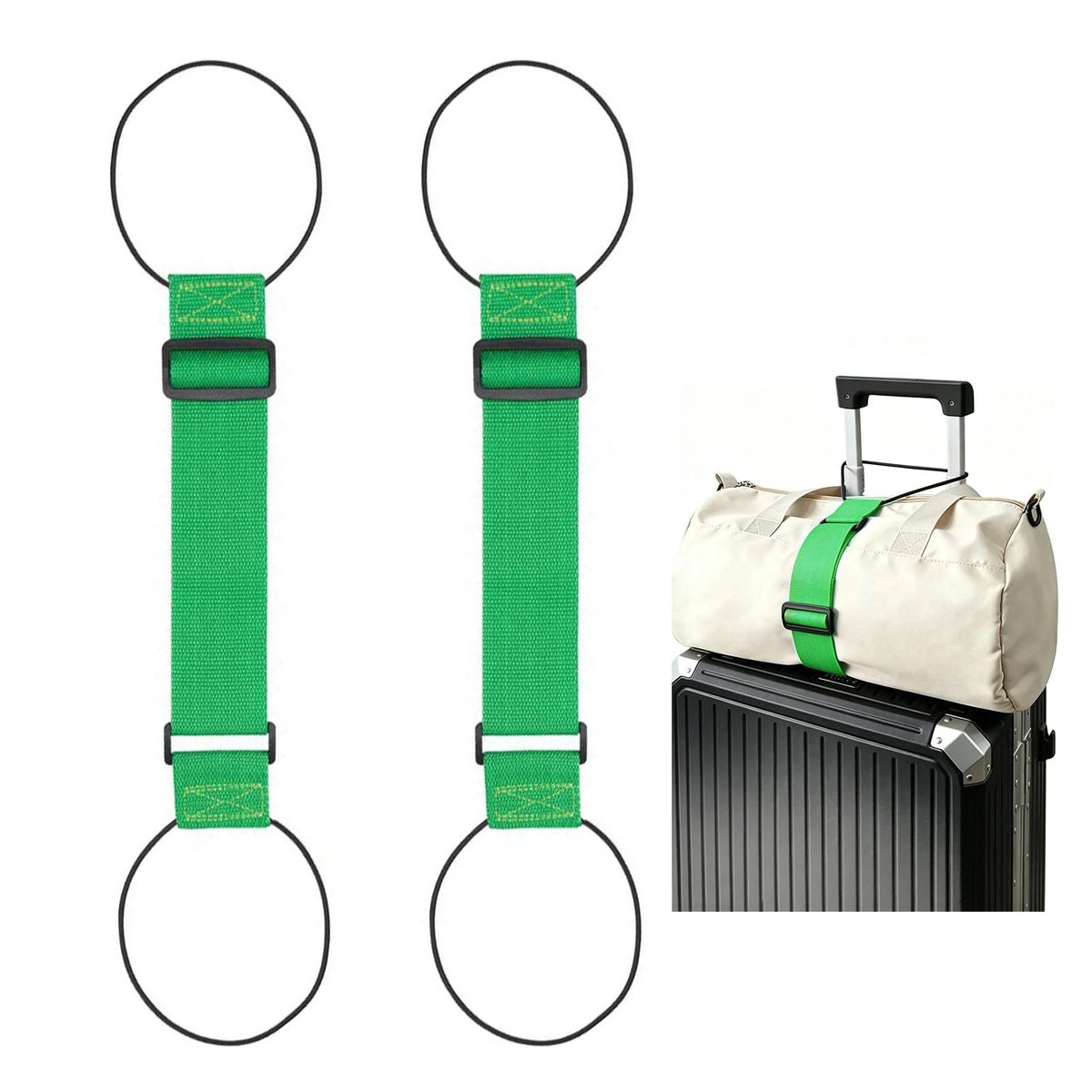 2 Pack Multi Use Strong Adjustable Luggage Connector Straps for Suitcases