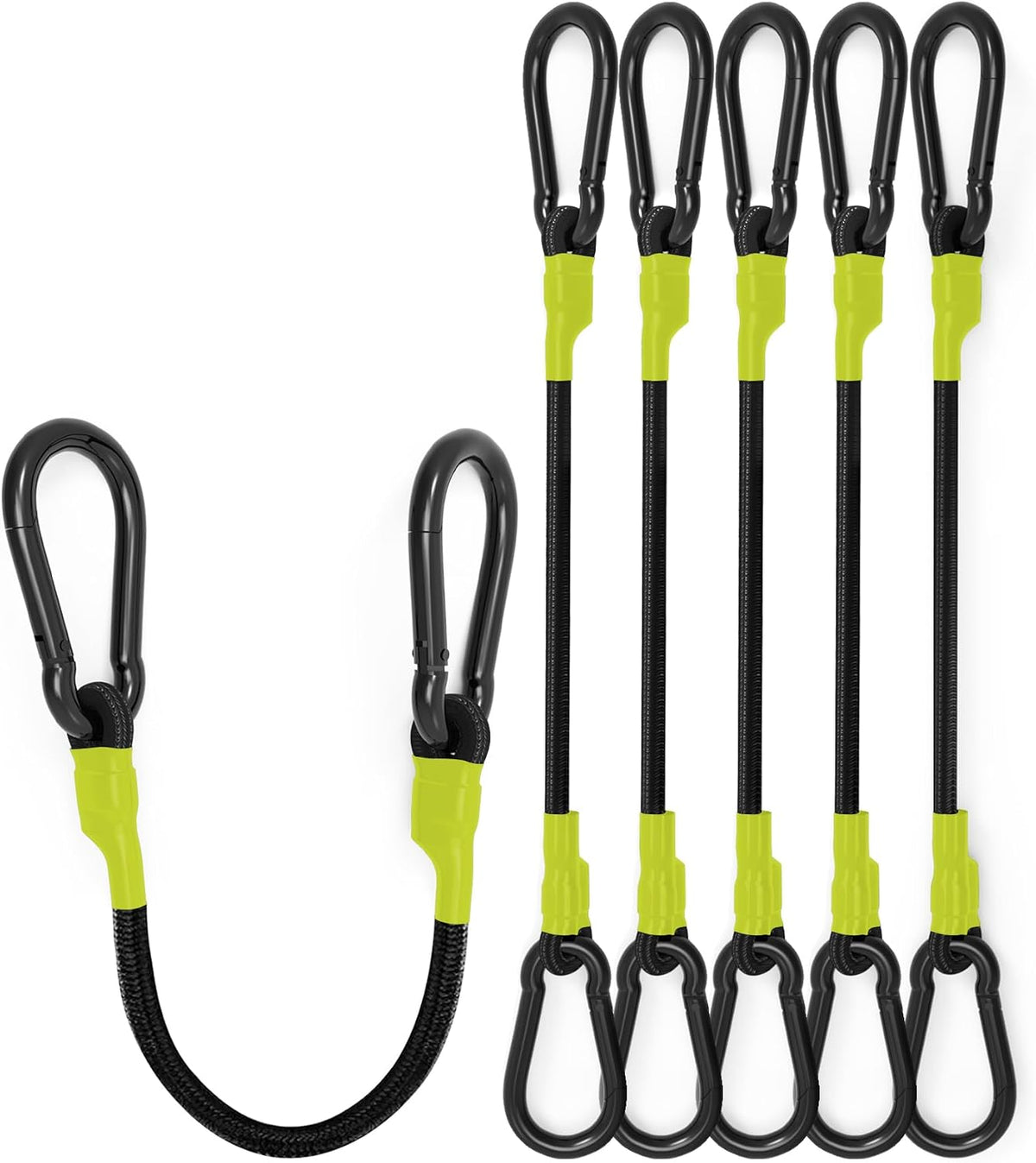 8 Pack 24" Carabiner Bungee Cords Heavy Duty Outdoor, 190 Lb Break Strength