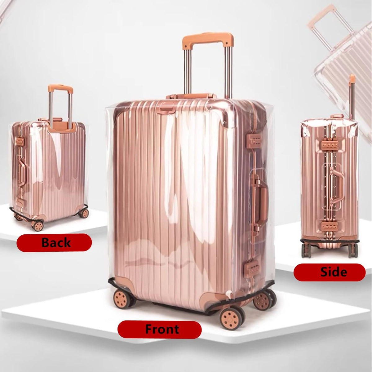 3PCS Clear PVC Luggage Cover Protectors Thicken Transparent Waterproof Suitcase for Travel Airplane 20"+24"+28"