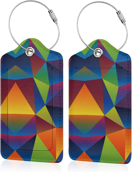 2 Pack Luggage Tag for Suitcase, Cute Leather Baggage Tag with Stainless Steel Loop Privacy Cover for Women Girls Bag Travel
