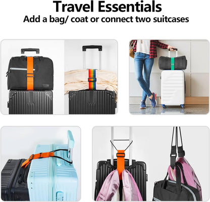 BILIONE Adjustable Luggage Connector Straps for Suitcases 2-Pack (Black)