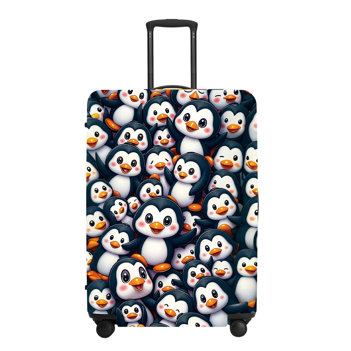 Cute Penguin "Mine" Luggage Cover Set, Cartoon Animal Print Waterproof Suitcase Protector, Travel Accessories