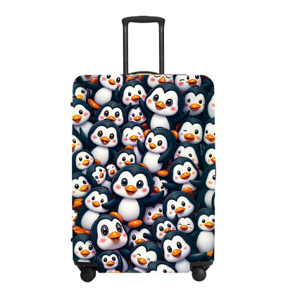 Cute Penguin "Mine" Luggage Cover Set, Cartoon Animal Print Waterproof Suitcase Protector, Travel Accessories