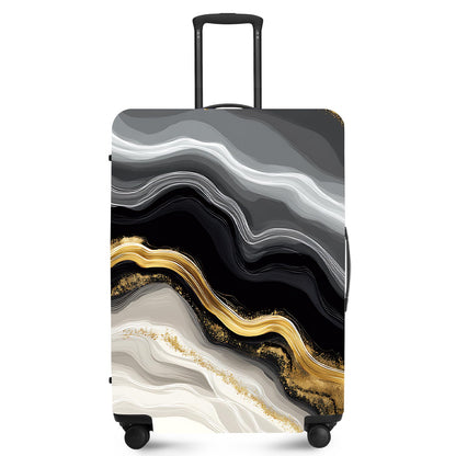 FOREVER QUEEN Blue Gold Luxury Marble Luggage Cover Suitcase Protector Suitcase Cover Anti-Scratch,Stretchable Bag Cover Washable Durable Polyester
