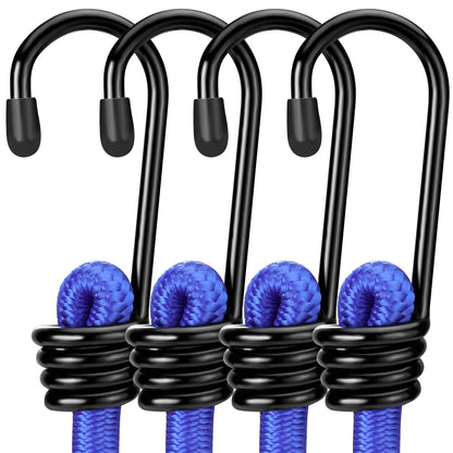 WORKPRO 24" Bungee Cords with Hooks, 4 Pack Heavy Duty Outdoor Bungee Strap