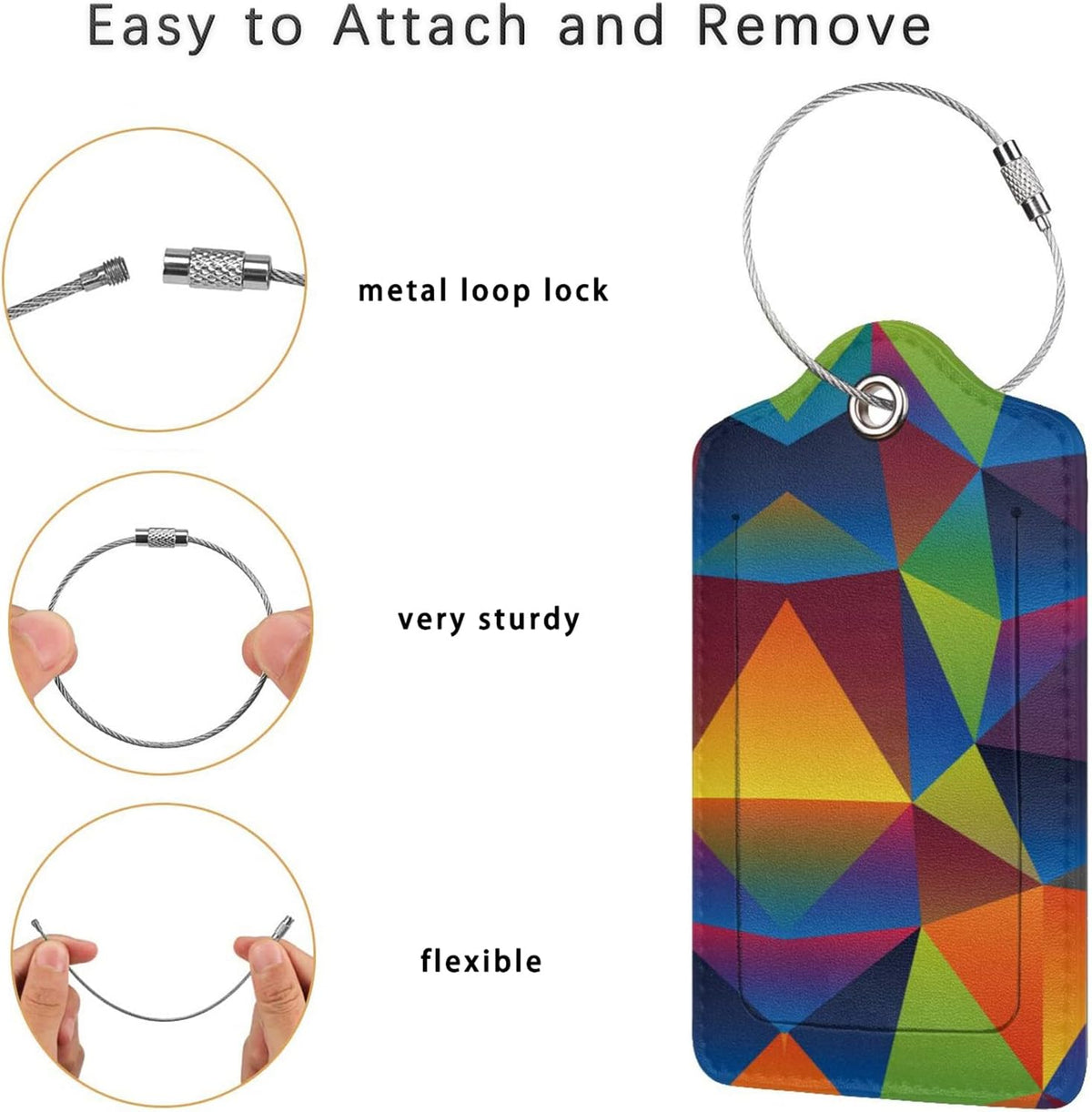 2 Pack Luggage Tag for Suitcase, Cute Leather Baggage Tag with Stainless Steel Loop Privacy Cover for Women Girls Bag Travel