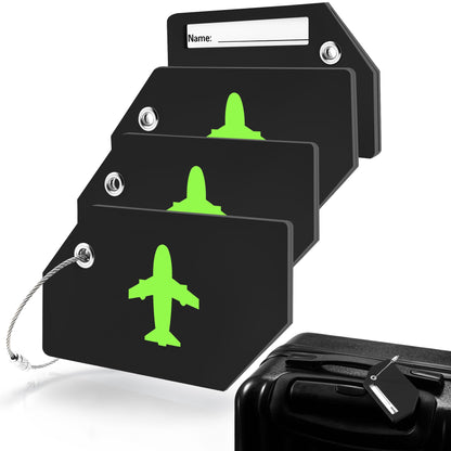 4 Pack Silicone Luggage Tag for Suitcases, Travel Bags TSA Approved, Green