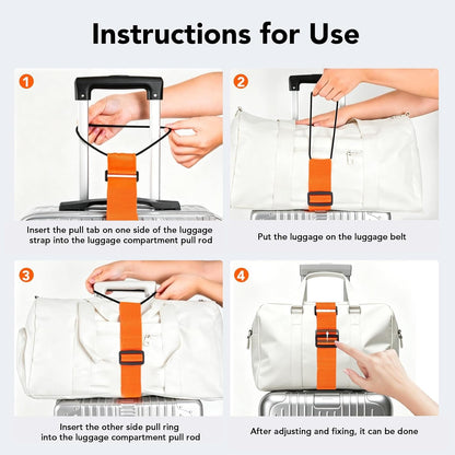 Luggage Connector Straps, Adjustable Elastic Durable Straps for Connecting Luggage Bags to Suitcases, Hands-Free Travel Essential (4PCS Black)