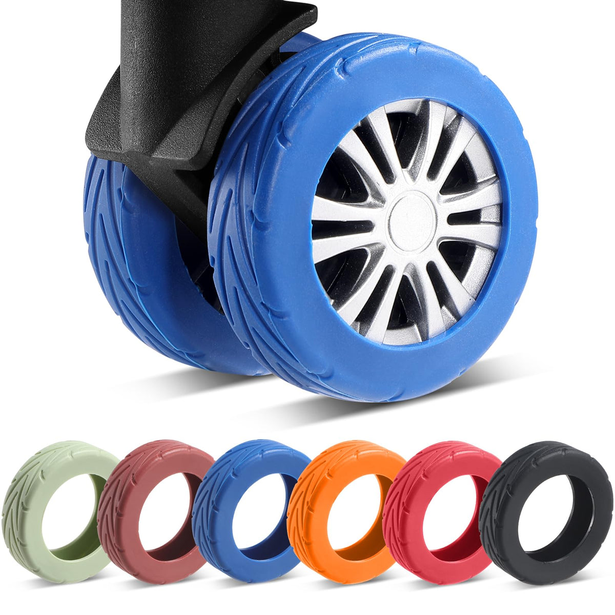 8Pcs Upgrade Luggage Wheel Covers, Travel Accessories (Black)