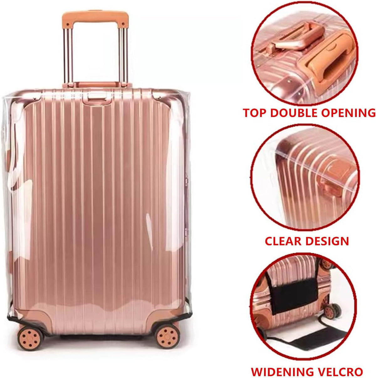 3PCS Clear PVC Luggage Cover Protectors Thicken Transparent Waterproof Suitcase for Travel Airplane 20"+24"+28"