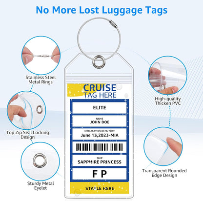 5 Pack Cruise Luggage Tag Holders for Carnival, NCL, Princess, MSC Ships