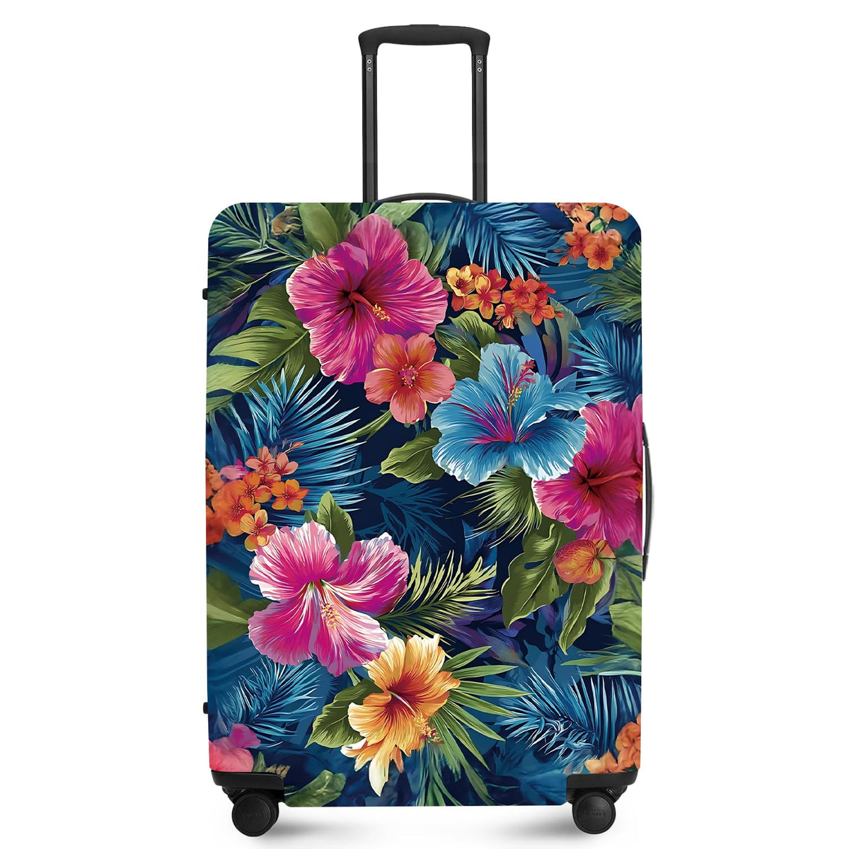 FOREVER QUEEN Blue Gold Luxury Marble Luggage Cover Suitcase Protector Suitcase Cover Anti-Scratch,Stretchable Bag Cover Washable Durable Polyester