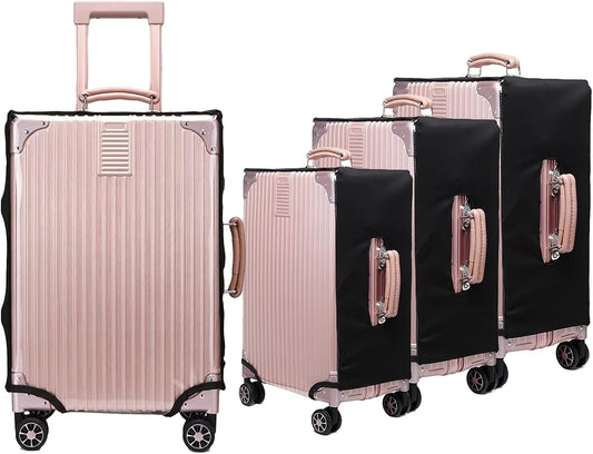 3 PCS PVC Luggage Cover Protectors 20" 24" 28"(Clear and Black)