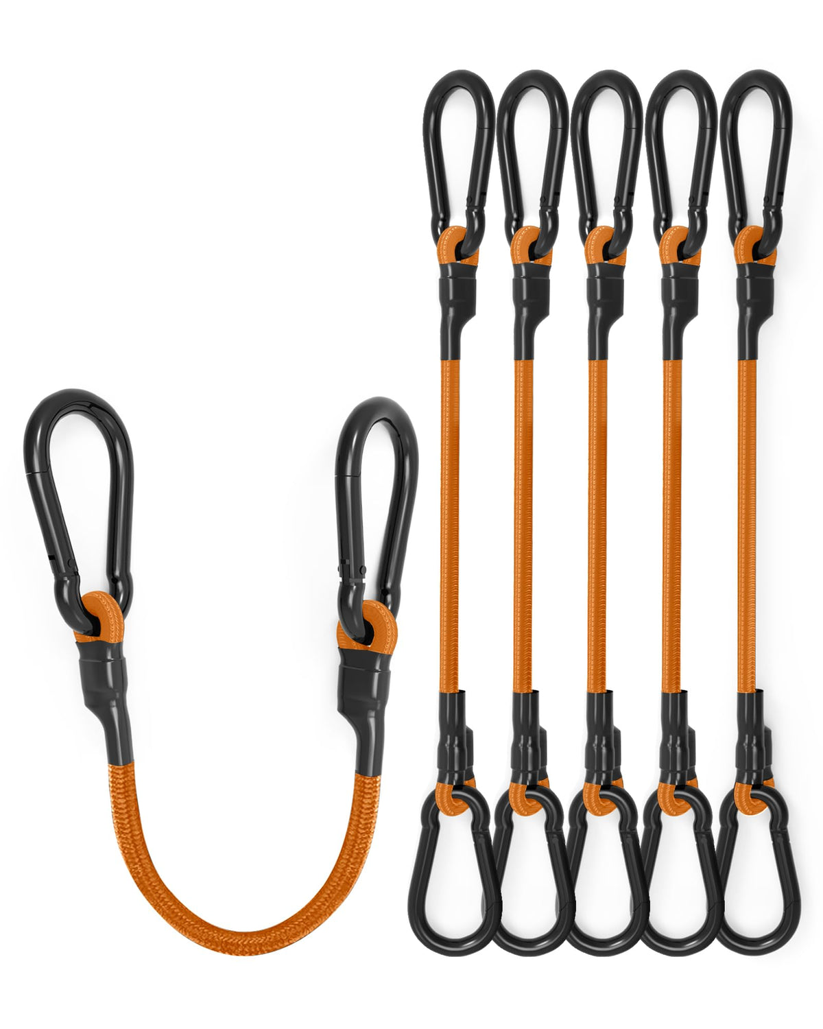 8 Pack 24" Carabiner Bungee Cords Heavy Duty Outdoor, 190 Lb Break Strength