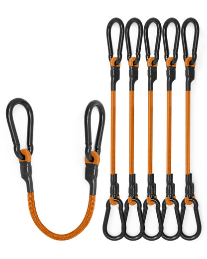 8 Pack 24" Carabiner Bungee Cords Heavy Duty Outdoor, 190 Lb Break Strength