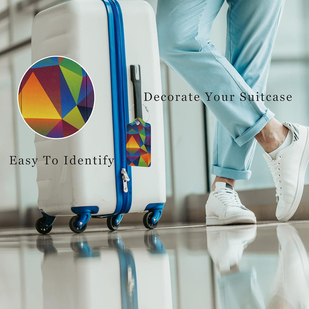 2 Pack Luggage Tag for Suitcase, Cute Leather Baggage Tag with Stainless Steel Loop Privacy Cover for Women Girls Bag Travel
