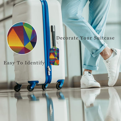 2 Pack Luggage Tag for Suitcase, Cute Leather Baggage Tag with Stainless Steel Loop Privacy Cover for Women Girls Bag Travel
