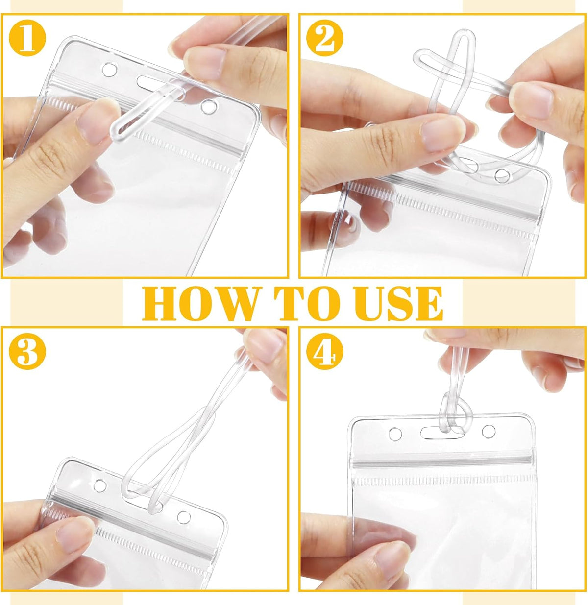 Plastic Luggage Tag Holders with Loops, Clear ID Badge Pouches, 24 Pack