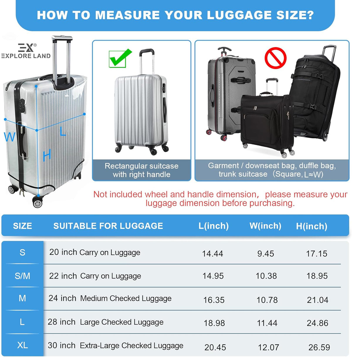 Explore Land Clear PVC Suitcase Cover Protector, XL