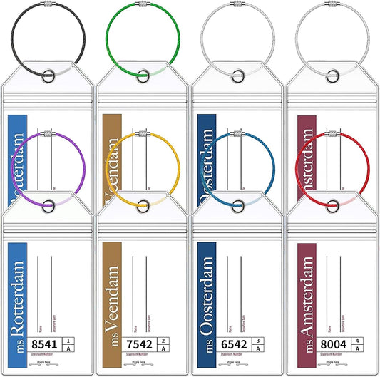 8 Pack Holland America Luggage Tag Holders, Zip Seal Clear Cruise Carnival Luggage Tag Holder with Steel Loops Fits All for Holland America & Carnival Cruise Essentials Must Haves (8)