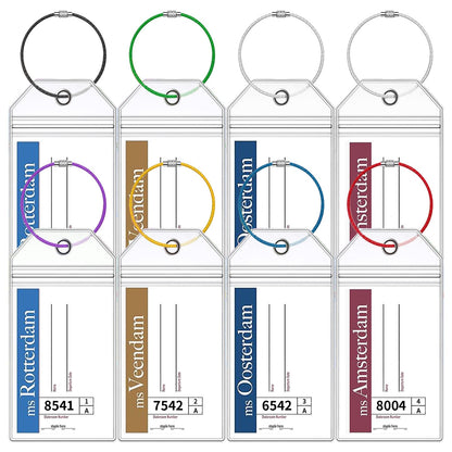 8 Pack Holland America Luggage Tag Holders, Zip Seal Clear Cruise Carnival Luggage Tag Holder with Steel Loops Fits All for Holland America & Carnival Cruise Essentials Must Haves (8)