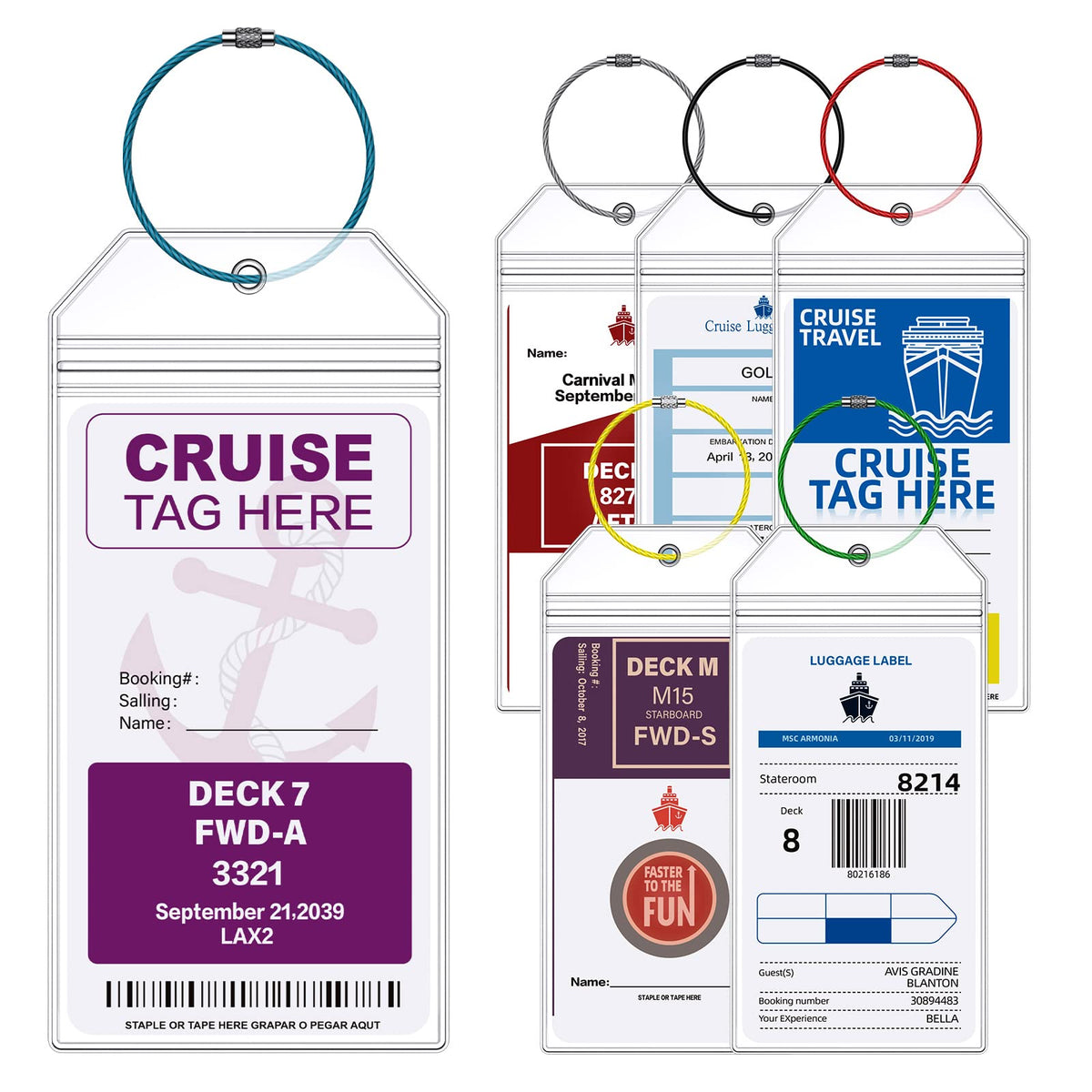 Maloun Cruise Luggage Tag Holders for Royal Caribbean & Carnival, 6 Pack
