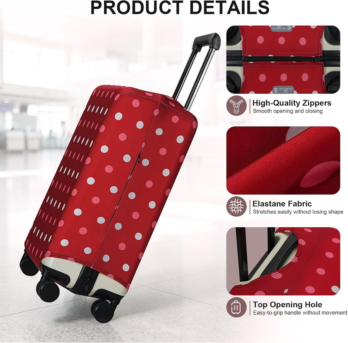 Explore Land Elastic Luggage Cover Suitcase Protector (Red Waltz, S)