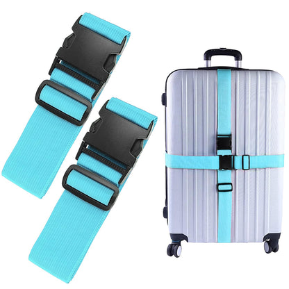 80In Luggage Straps for Suitcase Travel Belt Accessories, 2 Pack Light Blue