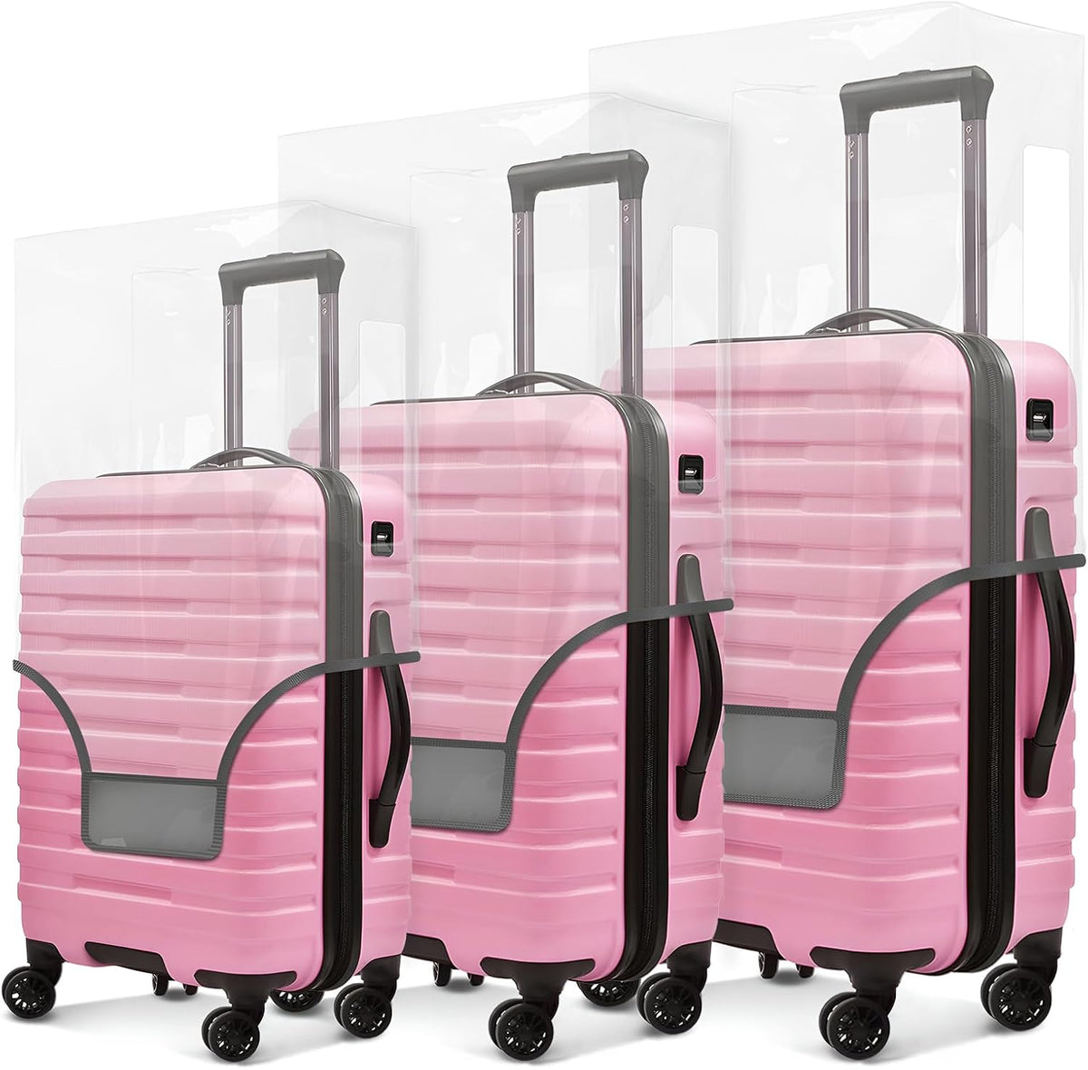 3 Pack Suitcase Cover for Luggage Clear PVC Waterproof Anti Scratch